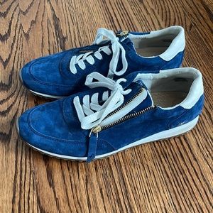 Paul Green Oceana Blue Suede sneakers with zippers and laces
